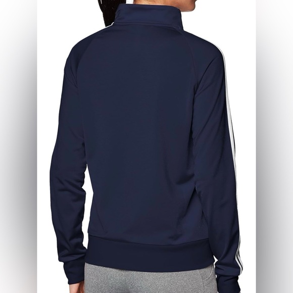 Adidas Womens Designed 2 Move Three Stripes Navy Blue Training Zip Track Jacket - Picture 3 of 3